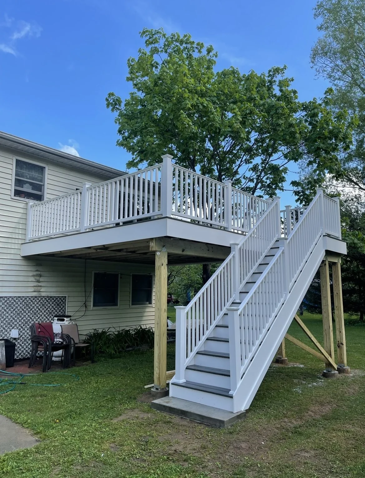 Custom exterior deck with staircase